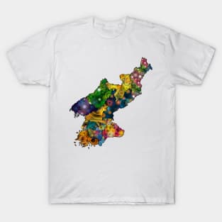 Spirograph Patterned North Korea Provinces Map T-Shirt